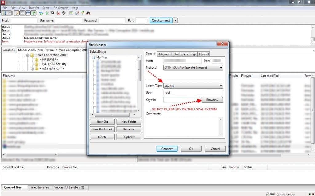 filezilla sftp with ssh keys