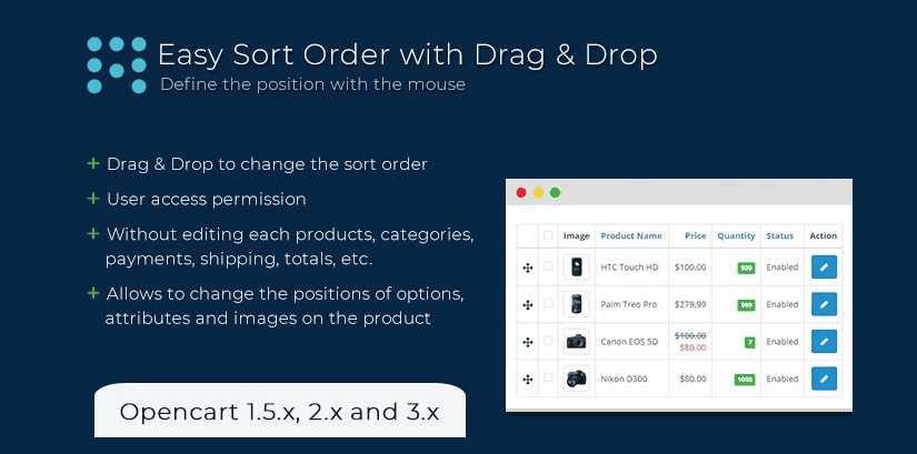 OpenCart Drag & Drop Product Sort
